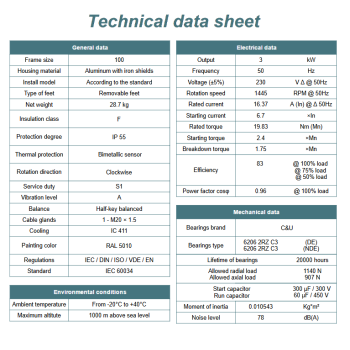 Silnik elektryczny jednofazowy 3kW 1400 obr/min. 100 B3